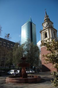 old, new, time, present, past, church, building, architecture, santiago, chile, facade, historic