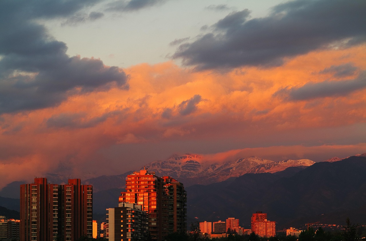 sunset, darling, outdoors, nature, horizon, chile, santiago, the andes, panoramic