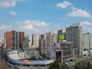 santiago, chile, downtown, nature, buildings, city, urban, architecture, cities, sky, clouds, cityscape
